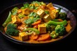Vegetarisches Curry mit Torfu. 