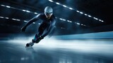 A man speed skating photo realistic illustration - Generative AI.