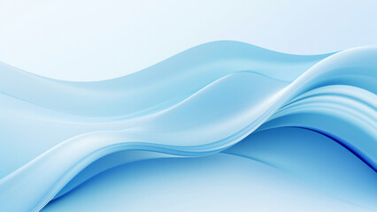 Abstract tender blue waves design with smooth curves and soft shadows on clean modern background. Fluid gradient motion of dynamic lines on minimal backdrop