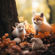Foxes In Autumn Art Print