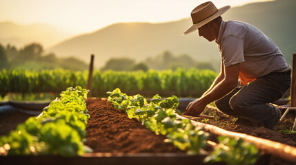 a farmer on his farm with a large crop