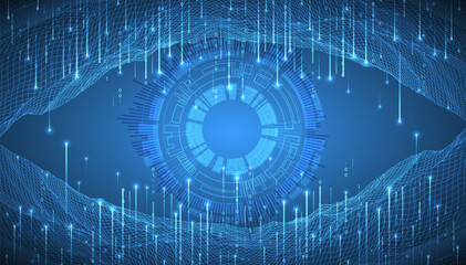 Big Data. Abstract digital futuristic wireframe vector illustration on technology background. Data mining and management concept. Hand drawn art.