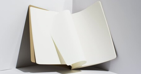 Canvas Print - Video of book with white blank pages and copy space on white background