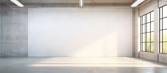 Poster - Bright and spacious photo studio with plain wall and window lighting Copy space image Place for adding text or design