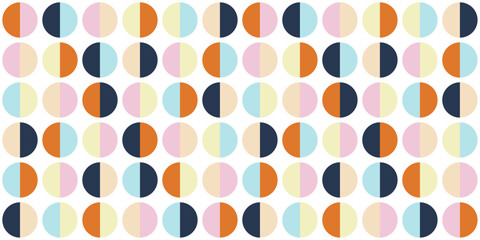 Poster - Vector pattern of double semicircles. Circles divided into two parts.