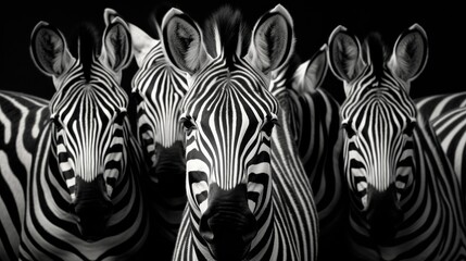 Poster - A group of zebras standing next to each other, AI