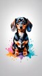 Colorful watercolor cute Dachshund illustration on a white background