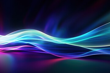 Wall Mural - abstract futuristic background with pink blue glowing neon moving high speed wave lines and bokeh li