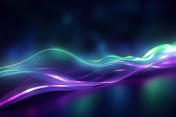 Wall Mural - abstract futuristic background with pink blue glowing neon moving high speed wave lines and bokeh li