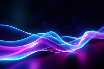 Wall Mural - abstract futuristic background with pink blue glowing neon moving high speed wave lines and bokeh li