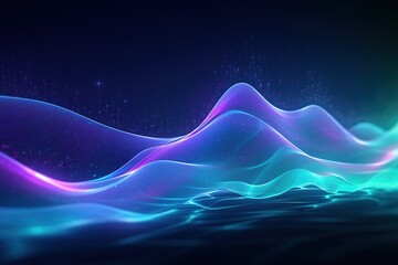 Wall Mural - abstract futuristic background with pink blue glowing neon moving high speed wave lines and bokeh li
