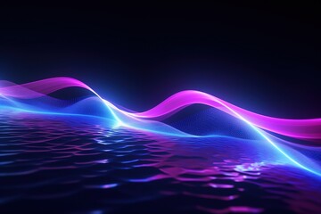Wall Mural - abstract futuristic background with pink blue glowing neon moving high speed wave lines and bokeh li