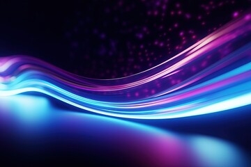 Wall Mural - abstract futuristic background with pink blue glowing neon moving high speed wave lines and bokeh li