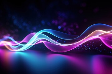 Wall Mural - abstract futuristic background with pink blue glowing neon moving high speed wave lines and bokeh li