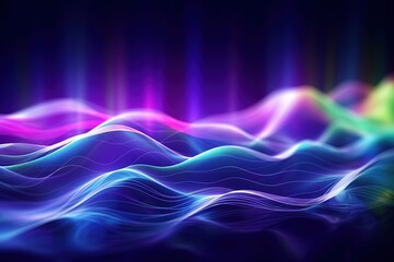 Wall Mural - abstract futuristic background with pink blue glowing neon moving high speed wave lines and bokeh li