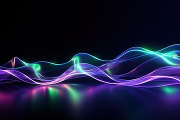 Wall Mural - abstract futuristic background with pink blue glowing neon moving high speed wave lines and bokeh li