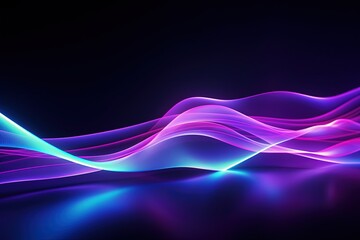 Wall Mural - abstract futuristic background with pink blue glowing neon moving high speed wave lines and bokeh li