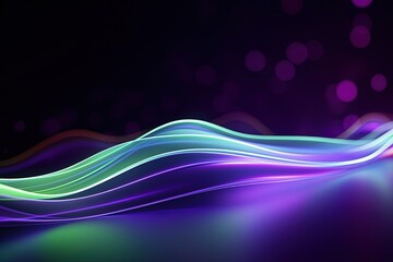 Wall Mural - abstract futuristic background with pink blue glowing neon moving high speed wave lines and bokeh li
