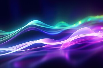 Wall Mural - abstract futuristic background with pink blue glowing neon moving high speed wave lines and bokeh li