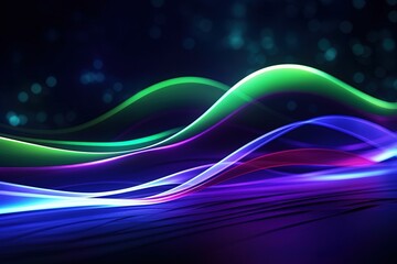 Wall Mural - abstract futuristic background with pink blue glowing neon moving high speed wave lines and bokeh li