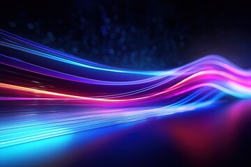 Wall Mural - abstract futuristic background with pink blue glowing neon moving high speed wave lines and bokeh li