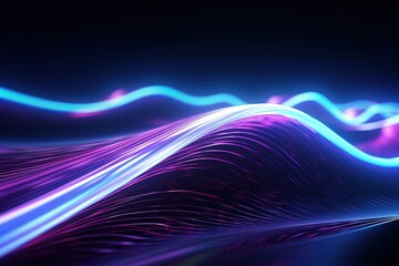 Wall Mural - abstract futuristic background with pink blue glowing neon moving high speed wave lines and bokeh li
