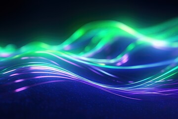 Wall Mural - abstract futuristic background with pink blue glowing neon moving high speed wave lines and bokeh li