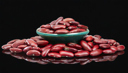 Wall Mural - red kidney bean are placed on the transparent background at the center of the image front view