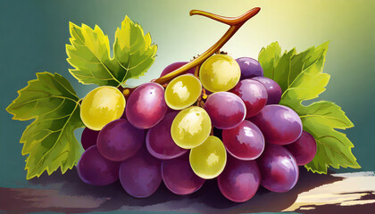 Wall Mural - illustration of sweet grapes close up