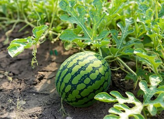 Poster - Watermelon on the green watermelon plantations