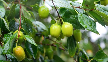 Poster - Fresh green jujube on jujube tree