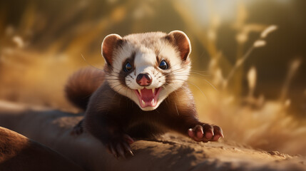 Poster - cute playful ferret