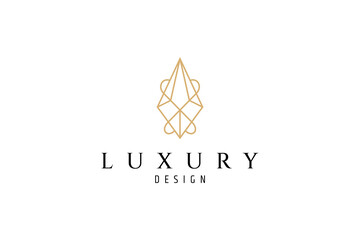 Wall Mural - Luxurious jewelry with line art style logo icon design template.
