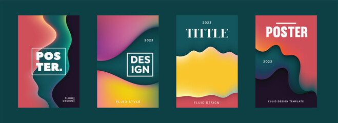 Canvas Print - colorful poster set background template fluid design style
