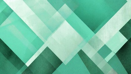 Wall Mural - pretty abstract pastel mint green background with diamond squares and triangle shapes layered in classy artsy pattern cool dark and light colors and linen style texture material design