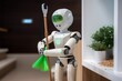 © Ilia - Robotic house cleaner efficiently tidying and washing in a home, illustrating the concept of artificial intelligence. Robotics in household chores sparks discussions about potential job displacement.