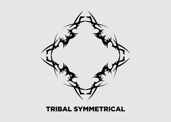 Wall Mural - Vector illustration tribal symmetrical black zig zag motif