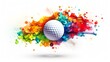 a golf ball in rainbow colors