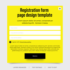 Wall Mural - registration form page. template for your design