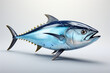 Realistic illustration of a blue tuna fish on a light background