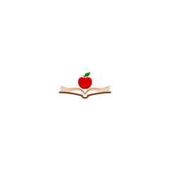 Poster - Open book with apple icon isolated on white background