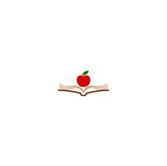 Wall Mural - Open book with apple icon isolated on white background