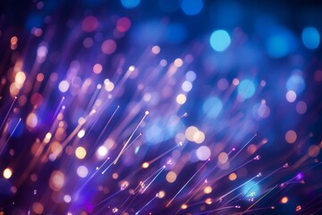 Wall Mural - Defocused image of fiber optics blue and purple lights abstract background