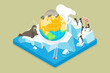 3D Isometric Flat Vector Illustration of Global Warming, World Climate Change, Ecology Problem
