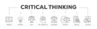 © Sma - Critical thinking infographic icon flow process which consists of solution, analysis, self corrective, rational, judgement, facts, thinking, problem icon live stroke and easy to edit