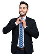 © Minerva Studio - Smiling young man in a sharp suit smartly adjusting his necktie
