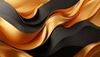 abstract orang black and gold background with waves 3d wallpaper