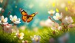 abstract nature spring background spring flower and butterfly