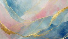 Abstract Watercolor Paint Background Illustration Soft Pastel Pink Blue Color And Golden Lines With Liquid Fluid Marbled Paper Texture Banner Texture Generative Ai