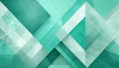 Wall Mural - pretty abstract pastel mint green background with diamond squares and triangle shapes layered in classy artsy pattern cool dark and light colors and linen style texture material design